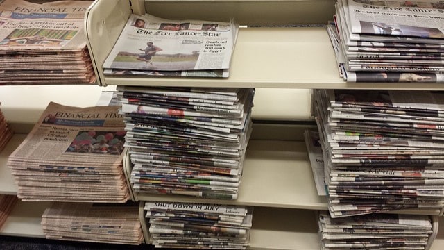 local newspaper stacks