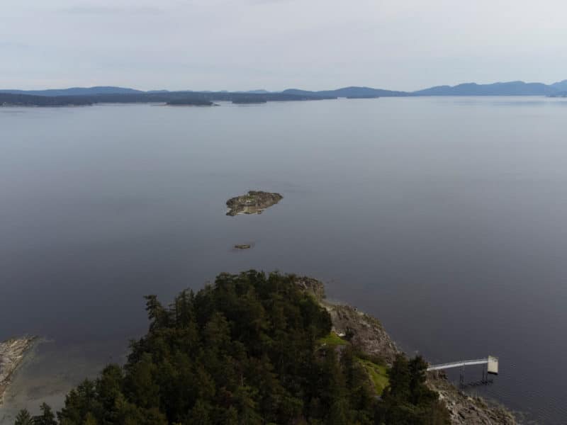 Aerial footage shows Elliott Beach Park, also known as Elliott’s Point on Stz'uminus territory where his ancestors lived and where he spent the first seven years of his life, catching salmon, celebrating milestones with family.