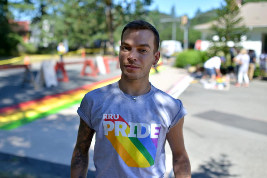 Royal Roads rainbow pride crosswalk
