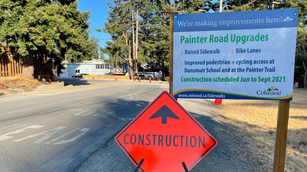Painter Road transportation upgrade sign