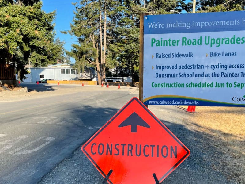 Painter Road transportation upgrade sign