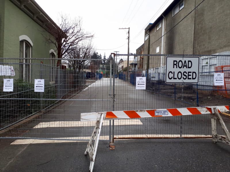 The fence at Wesley Street, photographed in February 2021 by resident and advocate Myra Thomson.