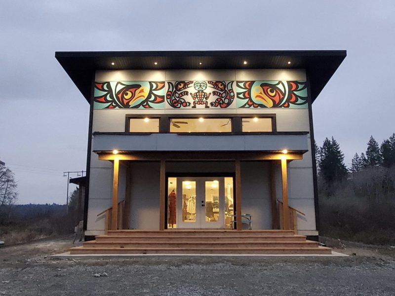 Ay Lelum - The Good House of Design's newly built studio and gallery features art work from the family and cedar posts.